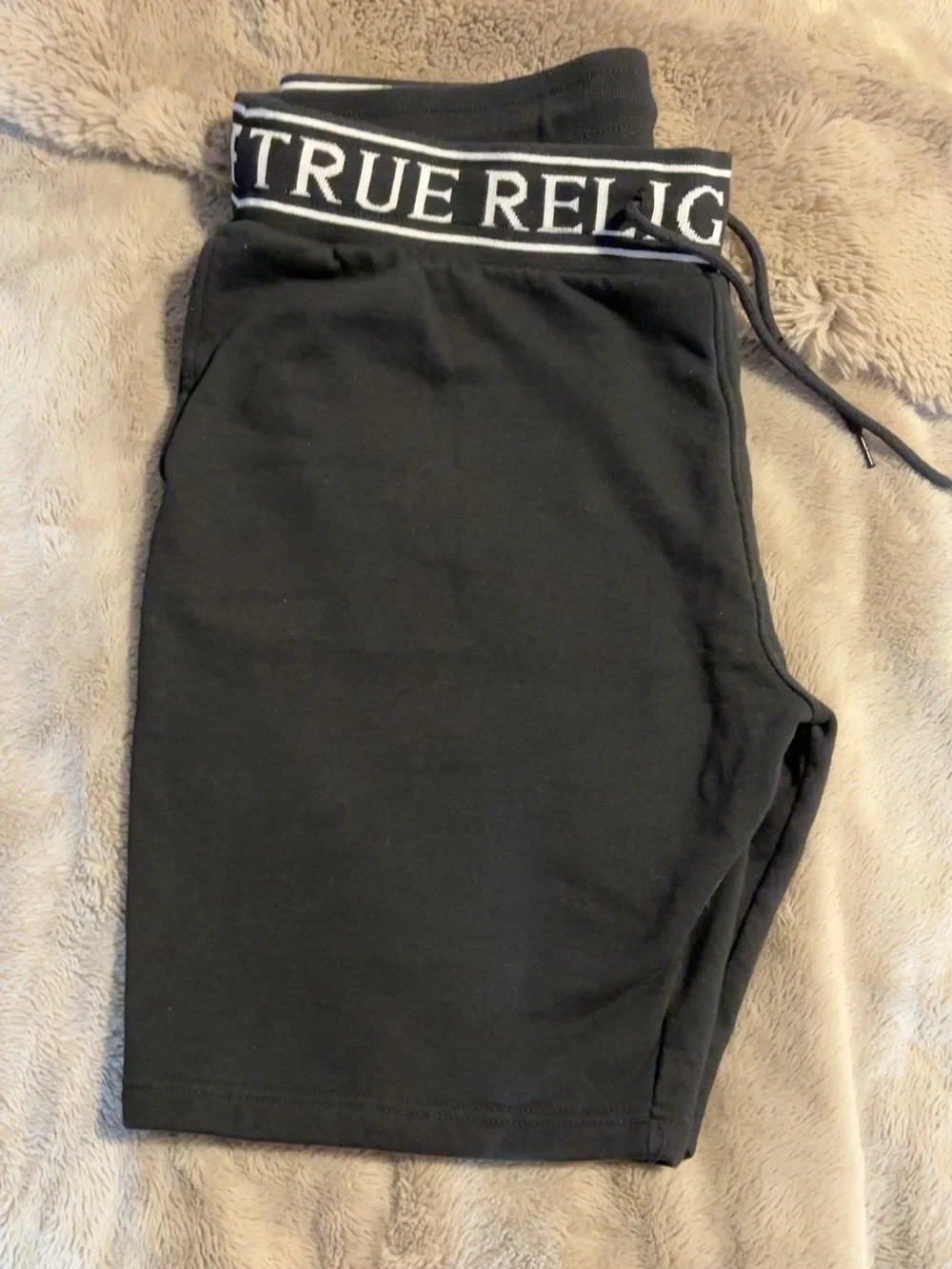 True Religion Kids Black Logo-Trim Drawstring Shorts